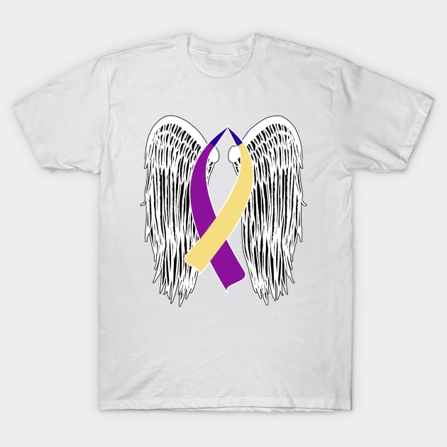 Winged Ribbon Bladder Cancer T-Shirt by BlakCircleGirl